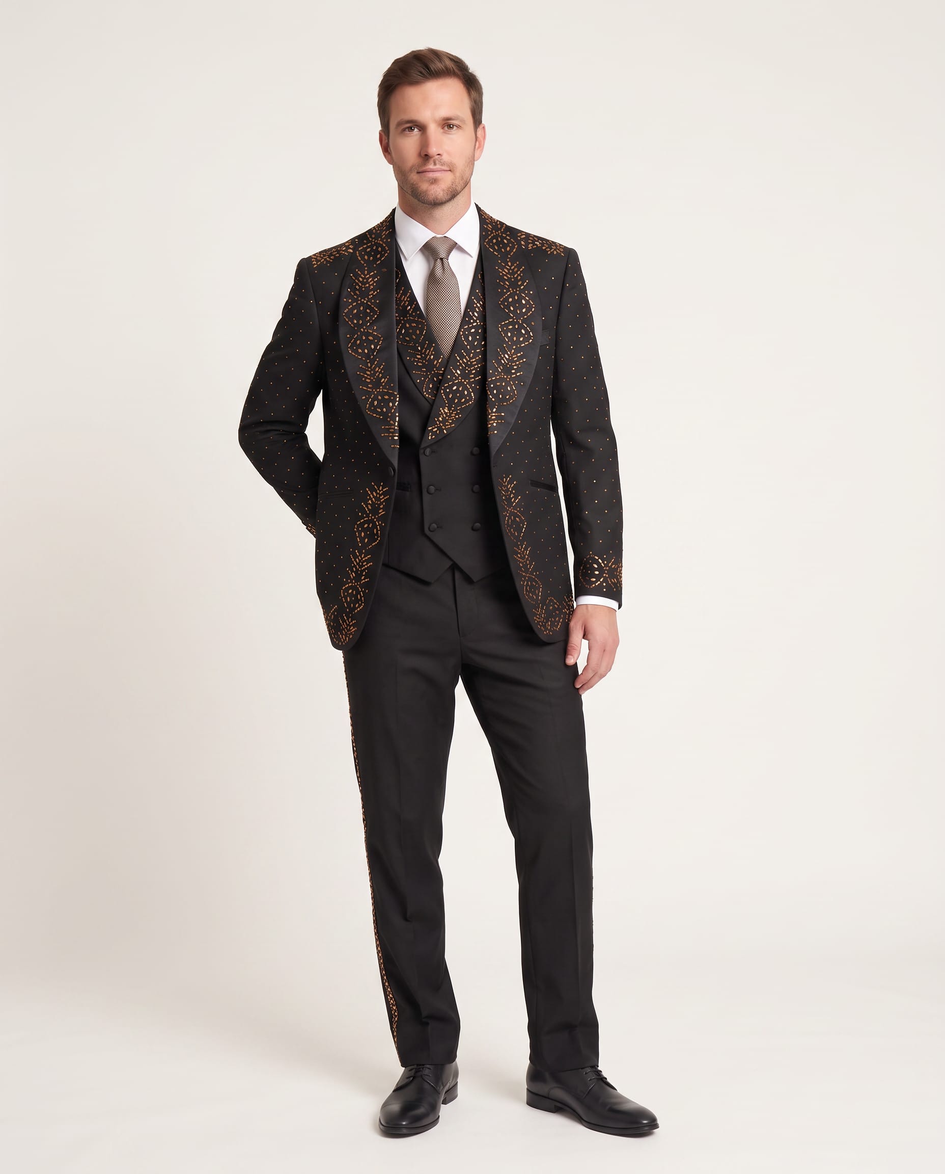 Statement Black Rhinestone Tuxedo
